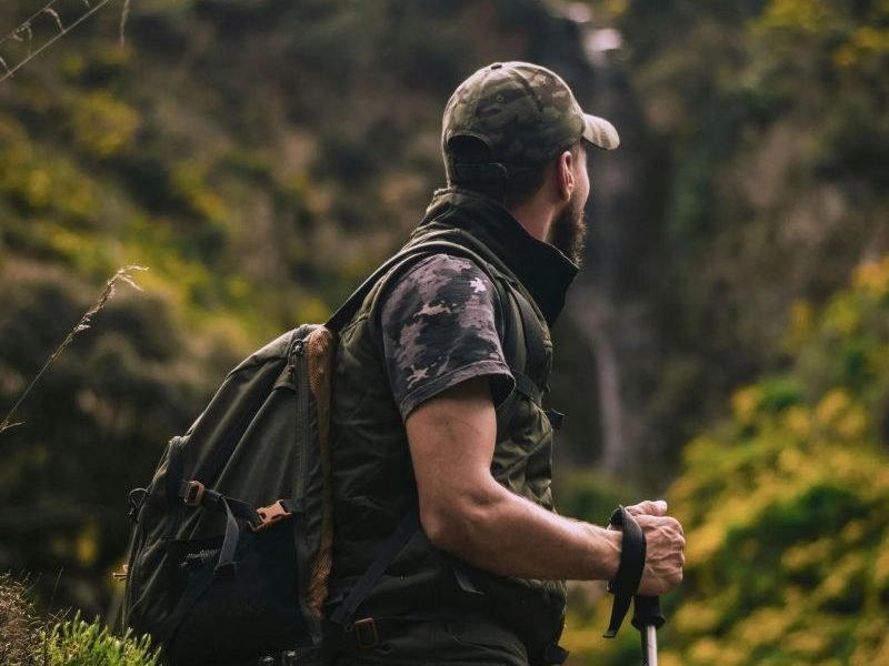 man hiking